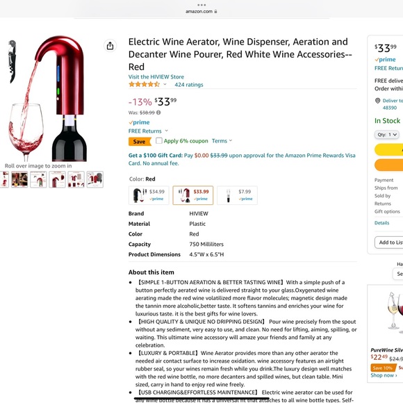 jifar Dining Brand New In Box Jifar Electric Wine Aerator Dispenser